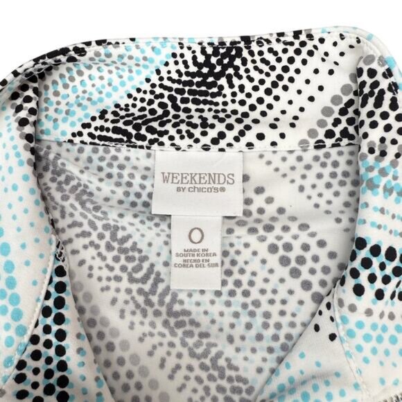 CHICO'S Weekends Patterned Zip Top Size Small - Picture 4 of 7